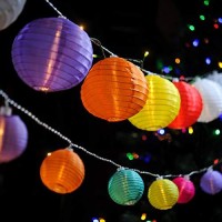 Lokatse Home 13 Ft 20 Led Nylon Colorful Paper Lantern String Lights Outdoor Indoor For Weddings, Christmas,Garden, Halloween, Bedroom Party Decoration