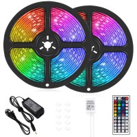 Senyergiant Led Strip Lights, 32.8 Ft Rgb Led Light Strip 600 Led 5050 Smd Ip65 Waterproof Rgb Flexible Light Strip Kit With 44 Key Ir Remote Rgb Controller, Strengthen Tape, 12V 5Apower Supply12