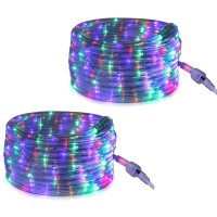 Tupkee Led Rope Light Multi-Color - For Indoor And Outdoor Use, 24 Feet (7.3 M) - 10Mm Diameter - 144 Led Long Life Bulbs Rope Tube Lights - Pack Of 2