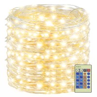 Decute 500Led 164Ft Fairy String Lights Christmas Lights Indoor Outdoor Silver Wire With Remote, Firefly Lights Starry For Diy Christmas Tree Costume Wedding Party Table Centerpiece Decor(Warm White)