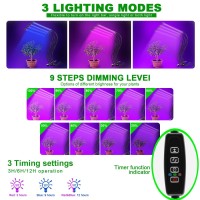 Ezorkas Grow Light, 80W Tri Head Timing 120 Led 9 Dimmable Levels Plant Grow Lights For Indoor Plants With Red Blue Spectrum, Adjustable Gooseneck, 3 9 12H Timer, 3 Switch Modes