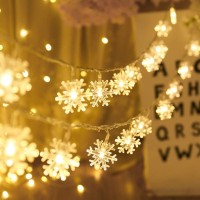 Milexing Christmas Lights, Snowflake String Lights 19.6 Ft 40 Led Fairy Lights Battery Operated Waterproof For Xmas Garden Patio Bedroom Party Decor Indoor Outdoor Celebration Lighting (Warm Color)