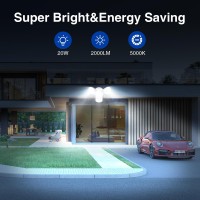 Saatly Led Security Lights Motion Sensor Outdoor Light Motion Detector Flood Light 20W 2000Lm 5000K Ip65 Waterproof Adjust