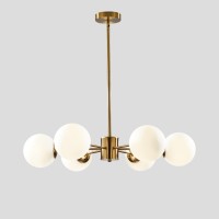 Kco Lighting 6Light Globe Sputnik Chandelier Milk Glass Modern Gold Chandelier Light Fixture Mid Century Sputnik Chandeliers Pe