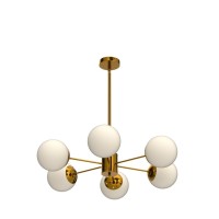 Kco Lighting 6Light Globe Sputnik Chandelier Milk Glass Modern Gold Chandelier Light Fixture Mid Century Sputnik Chandeliers Pe