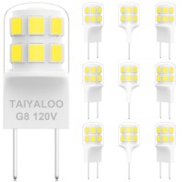 Taiyaloo Dimmable G8 Led Light Bulbs, 20W-25W Halogen Replacement, Natural White 4000K, T4 Jcd Type 2-Pin Base, 120V Mini G8 Bulbs For Under Cabinet Puck Light, Under Counter Light (10 Pack)