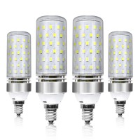 16W E12 Led Corn Bulbs, 6000K 1500Lm Daylight White Candelabra Light Bulbs, 100W Equivalent, E12 Base Led Chandelier Bulbs, Non-Dimmable Led Lamp, 4Pack