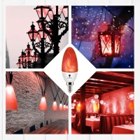 2 Pack E12 Flame Bulb Led Red Fire Bulbs - Decorative Flickering Bulbs 3 Mode 3W Candelabra Candle Red Light Bulb For Chandelier Vintage Lighting Halloween Bulbs, Indoor & Outdoor, Hotel, Party