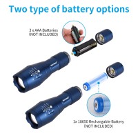 Binwo Led Flashlight 2Pack(Blue), Nice Gifts For Anybody, Super Bright Small Flashlights Powerful With 5 Modes, Waterproof Alloy Material, Zoomable, For Outdoor Or Home