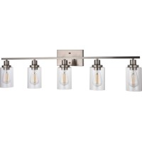 Melucee 5-Light Bathroom Vanity Light Brushed Nickel Wall Sconce Modern Light Fixtures Wall Mount With Clear Glass Shade For Porch Bedroom Hallway Kitchen