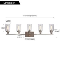 Melucee 5-Light Bathroom Vanity Light Brushed Nickel Wall Sconce Modern Light Fixtures Wall Mount With Clear Glass Shade For Porch Bedroom Hallway Kitchen