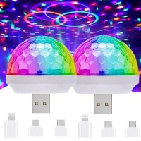 Usb Mini Disco Lights, Led Small Magic Ball Sound Control Stage Lights, Multi-Color Car Atmosphere Lights, Christmas Party Dedicated Magic Strobe Lights, For Halloween/Birthday/Wedding / (2 Pcs)