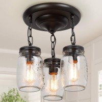 Ruziniu Semi Flush Mount Ceiling Light, Farmhouse Mason Jar Lights For Kitchen, Dining Room & Hallway, Oil Rubbed Bronze(L11.8 