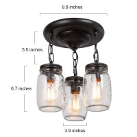 Ruziniu Semi Flush Mount Ceiling Light, Farmhouse Mason Jar Lights For Kitchen, Dining Room & Hallway, Oil Rubbed Bronze(L11.8 