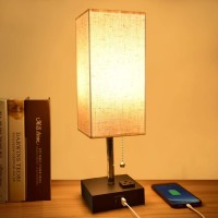 Comzler Usb Table Lamp, Small Lamp Bedside Lamp With Usb Port To Recharging Your Devices,Warm Led Bulb Included,Ambient Light, Fabric Shade, Nightstand Lamp Perfect For Bedroom