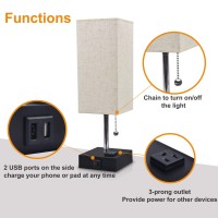 Comzler Usb Table Lamp, Small Lamp Bedside Lamp With Usb Port To Recharging Your Devices,Warm Led Bulb Included,Ambient Light, Fabric Shade, Nightstand Lamp Perfect For Bedroom