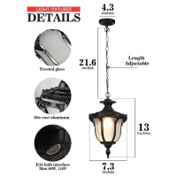 Moddeny Rustic Victorian E26 Exterior Ceiling Pendant Light American Outdoor Waterproof Chandelier Garden Corridor Grape Frame Pavilion Black Hanging Light Adjustable Suspension Lighting Fixture