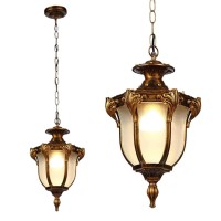 Moddeny Rustic Victorian E26 Exterior Ceiling Pendant Light American Outdoor Waterproof Chandelier Garden Corridor Grape Frame Pavilion Bronze Hanging Light Adjustable Suspension Lighting Fixture