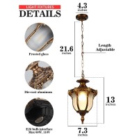 Moddeny Rustic Victorian E26 Exterior Ceiling Pendant Light American Outdoor Waterproof Chandelier Garden Corridor Grape Frame Pavilion Bronze Hanging Light Adjustable Suspension Lighting Fixture