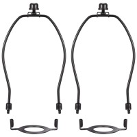 Canomo 2 Packs Lamp Harps Lamp Shade Holder 8 Inch With E26 Uno Light Base And Lamp Finial For Table And Floor Lamps, Black