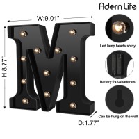 Adorn Life Light Up Letters Led Marquee Letter Lights Newly Design For Events Wedding Party Birthday Home Bar Diy Decoration(Cool Black M)