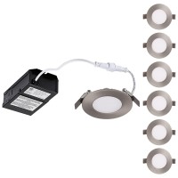 Torchstar 7W 3 Inch Led Recessed Lighting, Cri90+, Satin Nickel, Dimmable Panel Downlight, 2500K Soft White, Pack Of 6