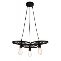 3 Light Down Chandelier With Black Finish