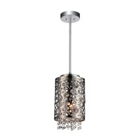 1 Light Drum Shade Mini Pendant With Chrome Finish