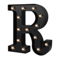 Adorn Life Light Up Letters Led Letters Numbers Lights 26 Alphabet & Arabic Numerals 0-9 Black Decorative Marquee Lamps For Events Wedding Party Birthday Home Bar(Cool Black R)