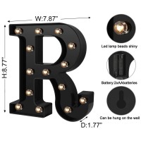 Adorn Life Light Up Letters Led Letters Numbers Lights 26 Alphabet & Arabic Numerals 0-9 Black Decorative Marquee Lamps For Events Wedding Party Birthday Home Bar(Cool Black R)