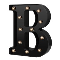 Adorn Life Light Up Letters Led Letters Numbers Lights 26 Alphabet & Arabic Numerals 0-9 Black Decorative Marquee Lamps For Events Wedding Party Birthday Home Bar(Cool Black B)