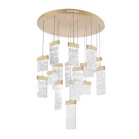 Led Chandelier With Gold Leaf Finish