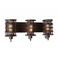 3 Light Wall Sconce With Brown Finish