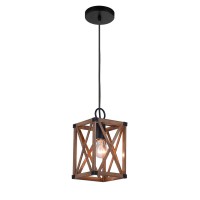 1 Light Pendant With Wood Grain Brown Finish