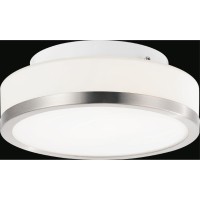 1 Light Drum Shade Flush Mount With Satin Nickel Finish