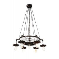 7 Light Down Chandelier With Blackened Copper Finish