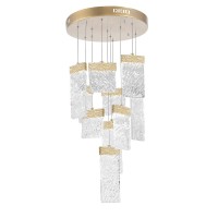 Led Chandelier With Gold Leaf Finish