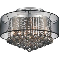 9 Light Drum Shade Flush Mount With Chrome Finish