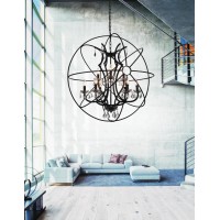 9 Light Up Chandelier With Brown Finish