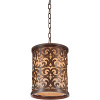 1 Light Drum Shade Mini Pendant With Brushed Chocolate Finish