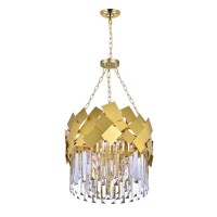 4 Light Down Chandelier With Medallion Gold Finish