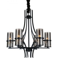 6 Light Up Chandelier With Black Finish