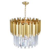 4 Light Down Chandelier With Medallion Gold Finish