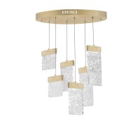 Led Chandelier With Gold Leaf Finish