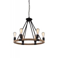 6 Light Up Chandelier With Black Finish