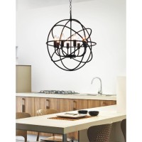 8 Light Up Chandelier With Brown Finish