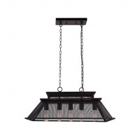 5 Light Island Chandelier With Reddish Black Finish