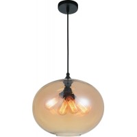 4 Light Down Pendant With Transparent Amber Finish