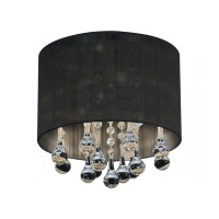 4 Light Drum Shade Flush Mount With Chrome Finish