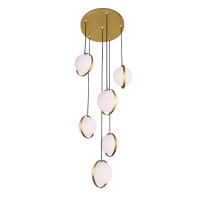 6 Light Multi Light Pendant With Brass Finish